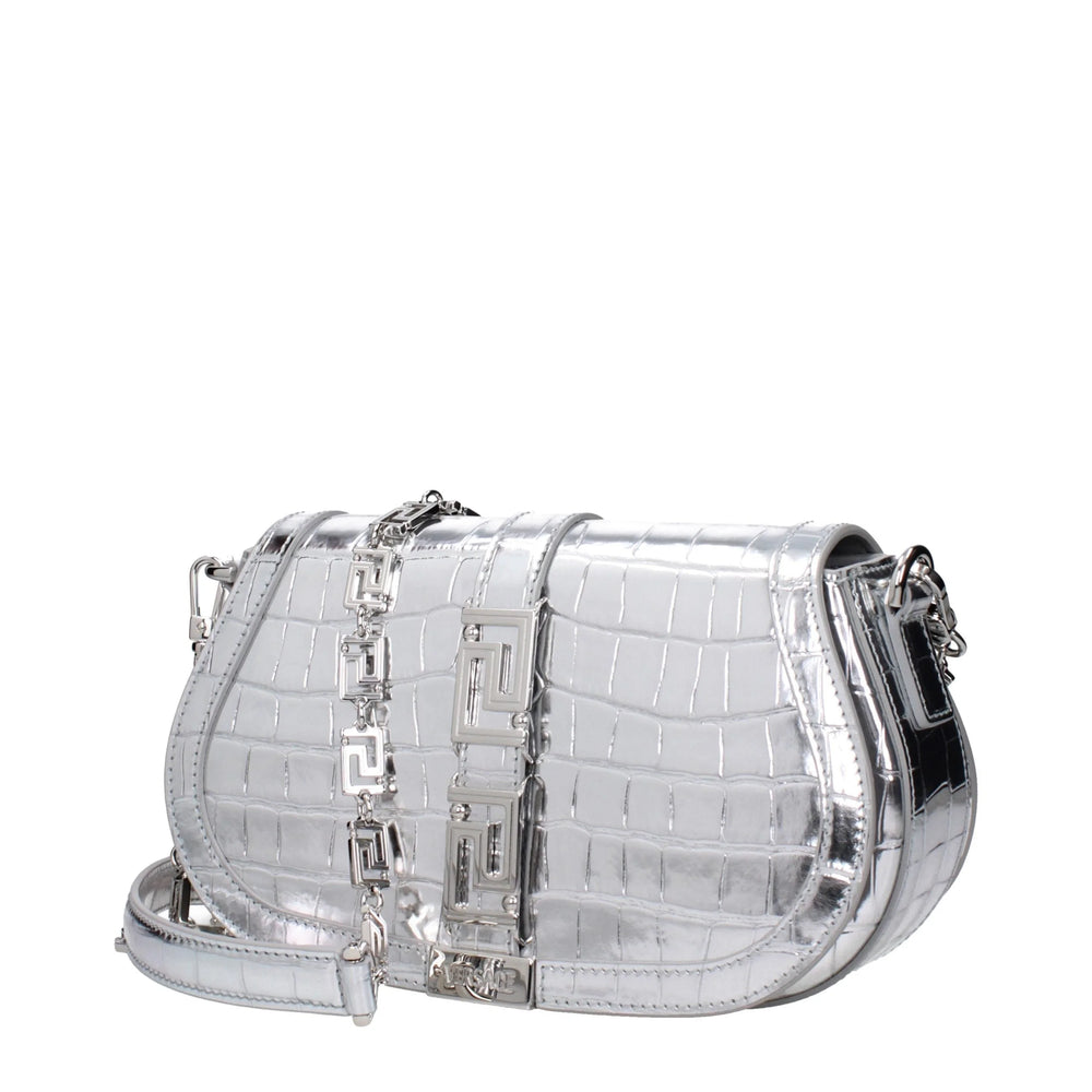 Versace Gray Leather Shoulder Bag