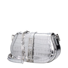 Versace Gray Leather Shoulder Bag