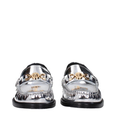 Versace Gray Leather Slip-On Loafers