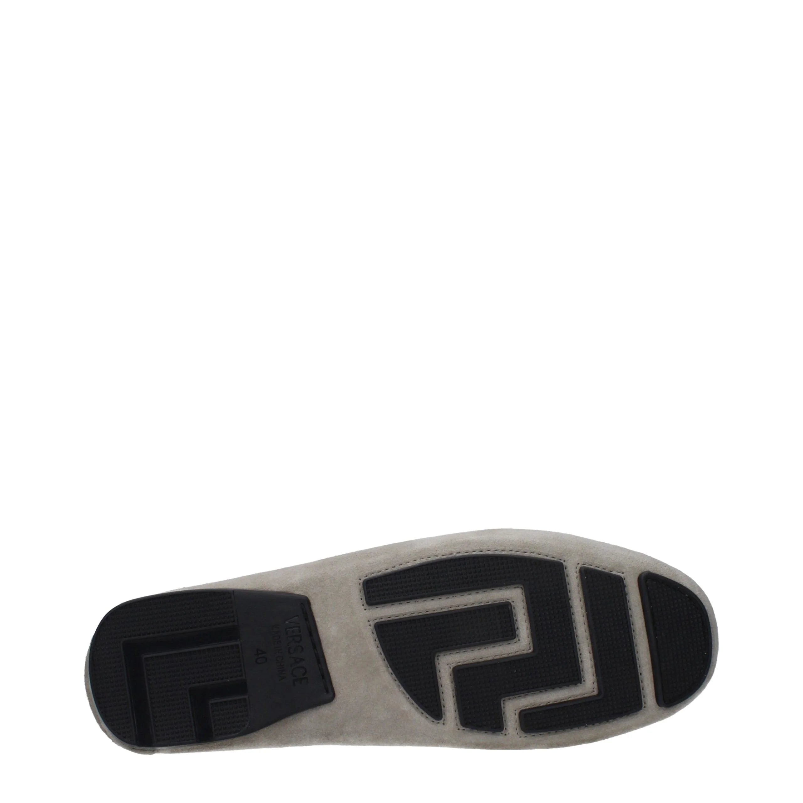 Versace Gray Leather Slip-On Loafers