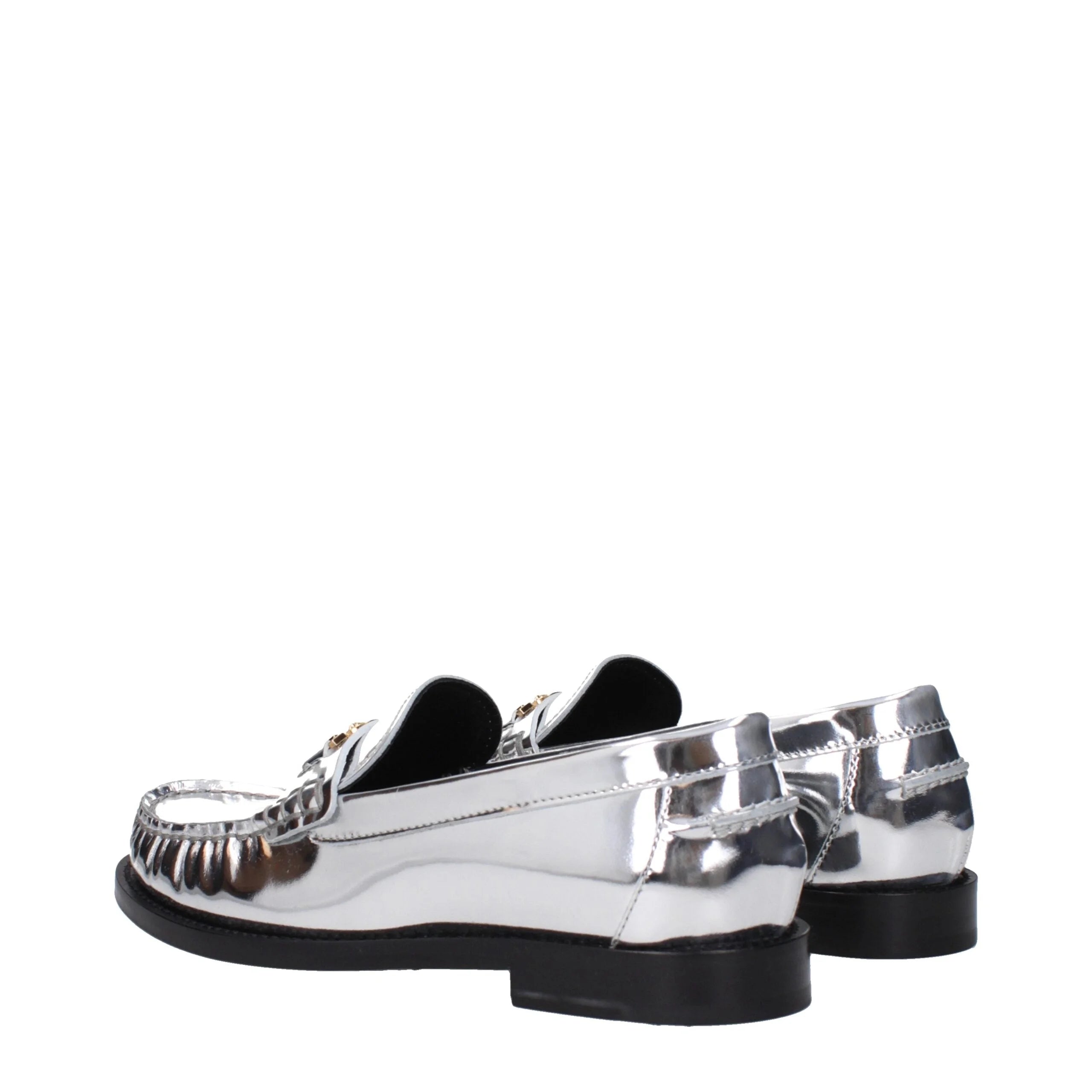 Versace Gray Leather Slip-On Loafers