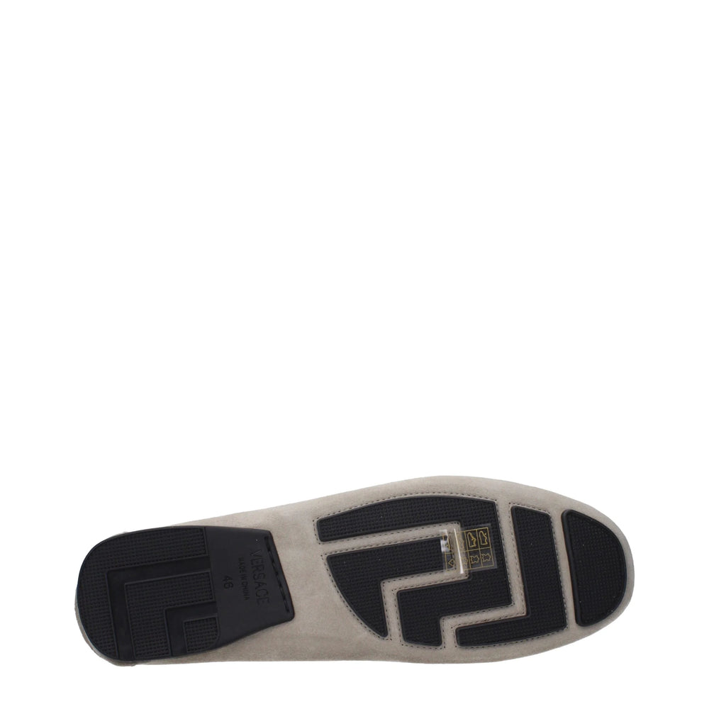 Versace Gray Leather Slip-On Loafers - EU46/US13