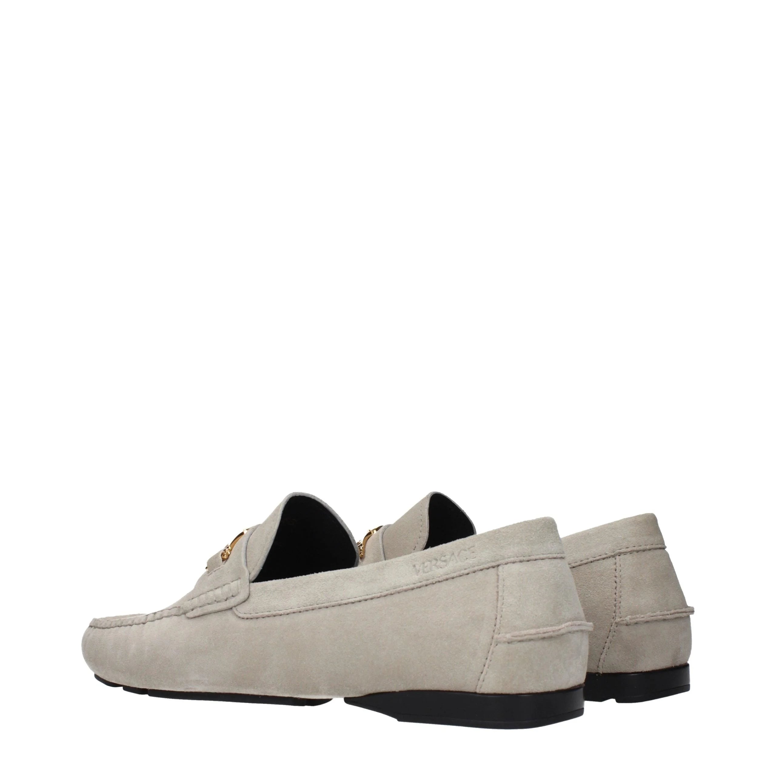 Versace Gray Leather Slip-On Loafers - EU46/US13