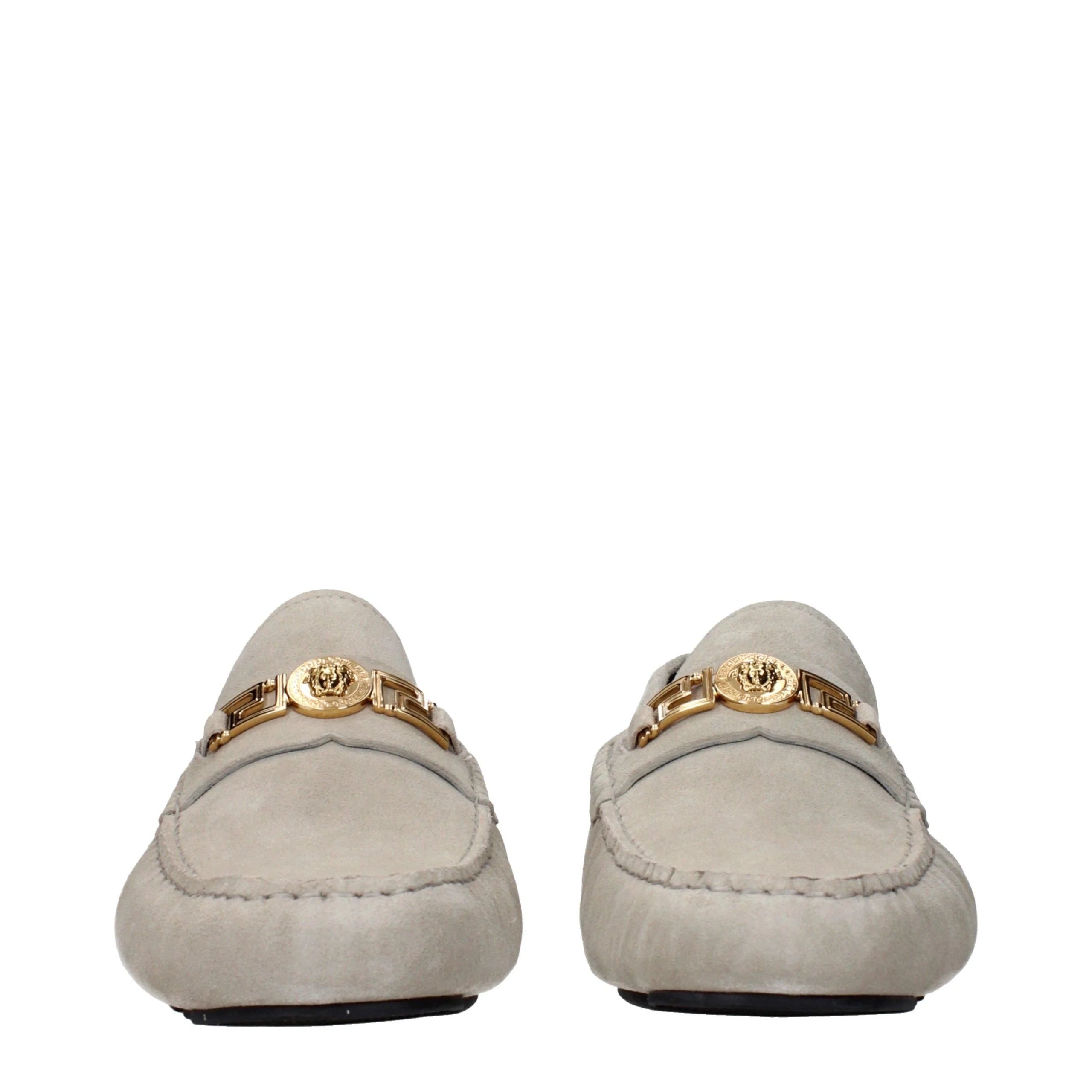 Versace Gray Leather Slip-On Loafers - EU46/US13