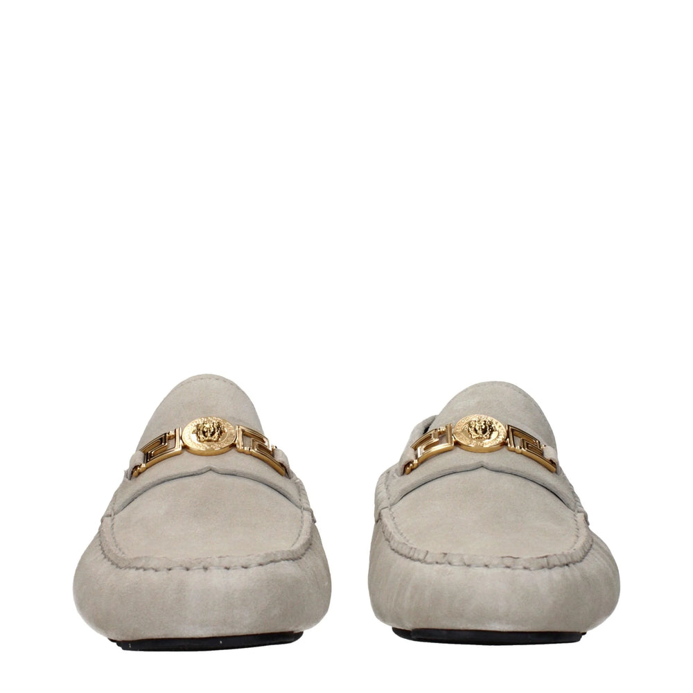Versace Gray Leather Slip-On Loafers - EU46/US13