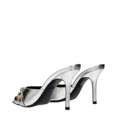 Versace Gray Leather Stiletto Heel Sandals