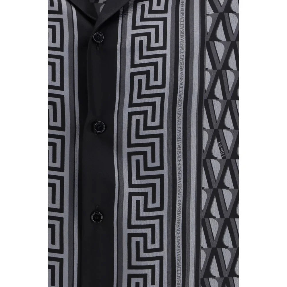 Versace Gray Silk Pattern Shirt - IT48 | M