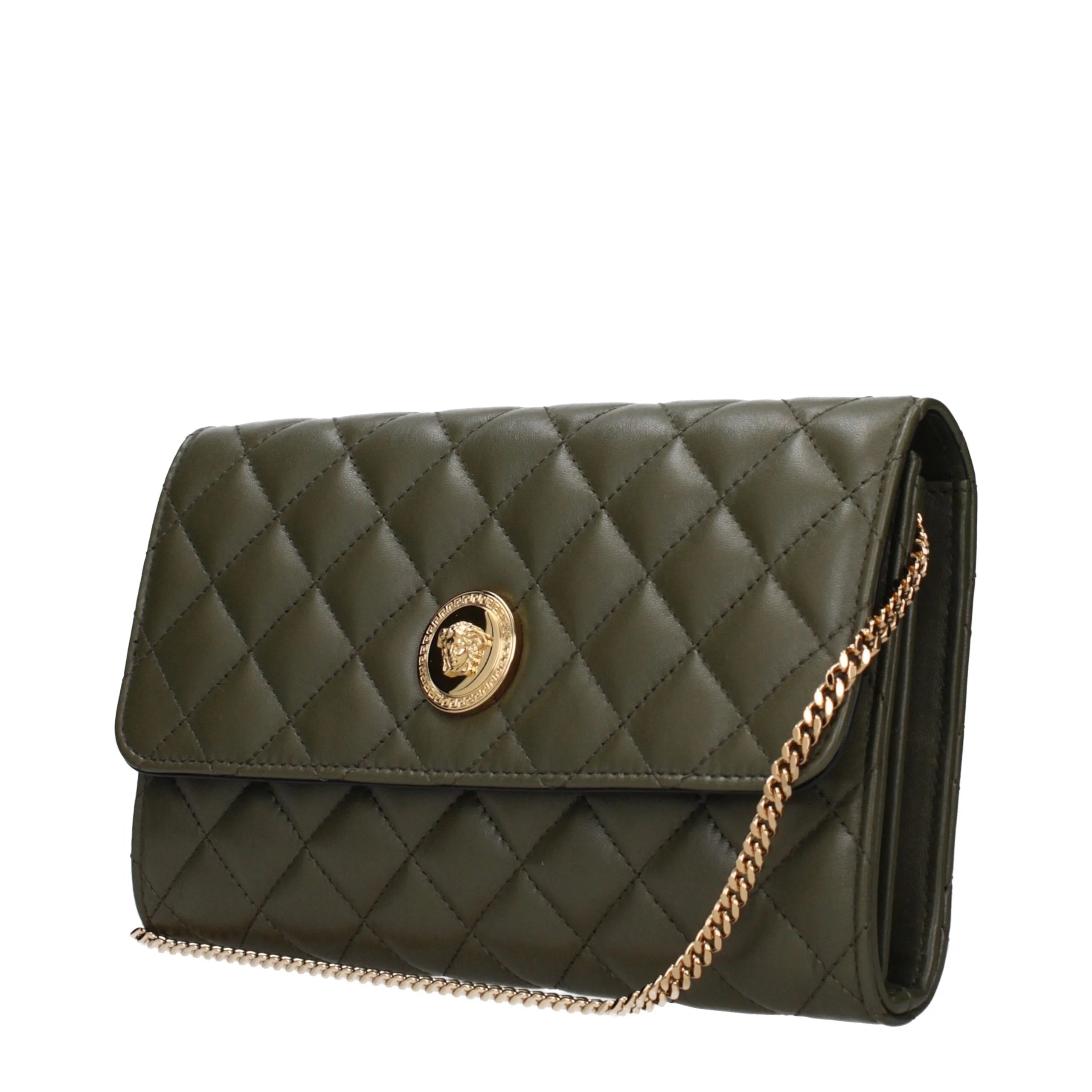 Versace Green Leather Clutch Bags