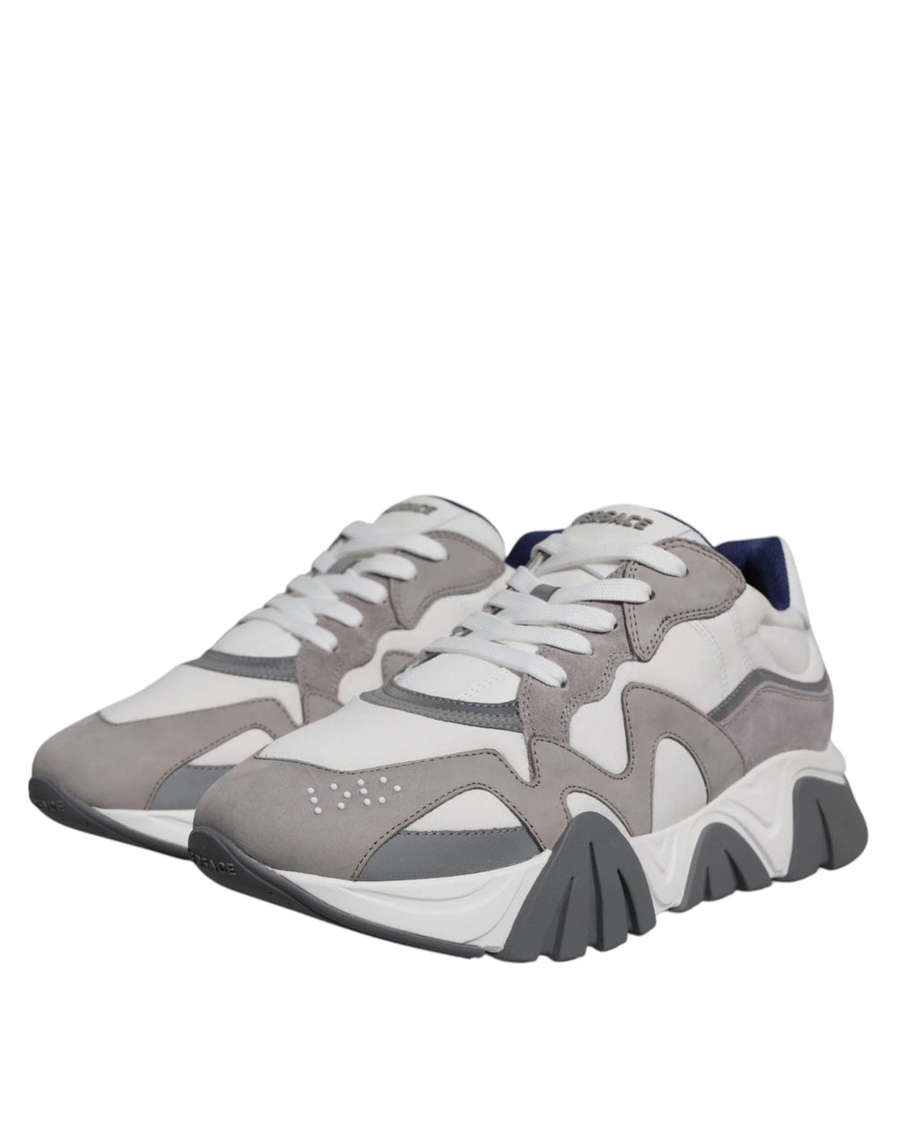 Versace Grey Leather Neoprene Chunky Low Top Squalo Sneakers Shoes - Sneakers