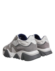 Versace Grey Leather Neoprene Chunky Low Top Squalo Sneakers Shoes - Sneakers
