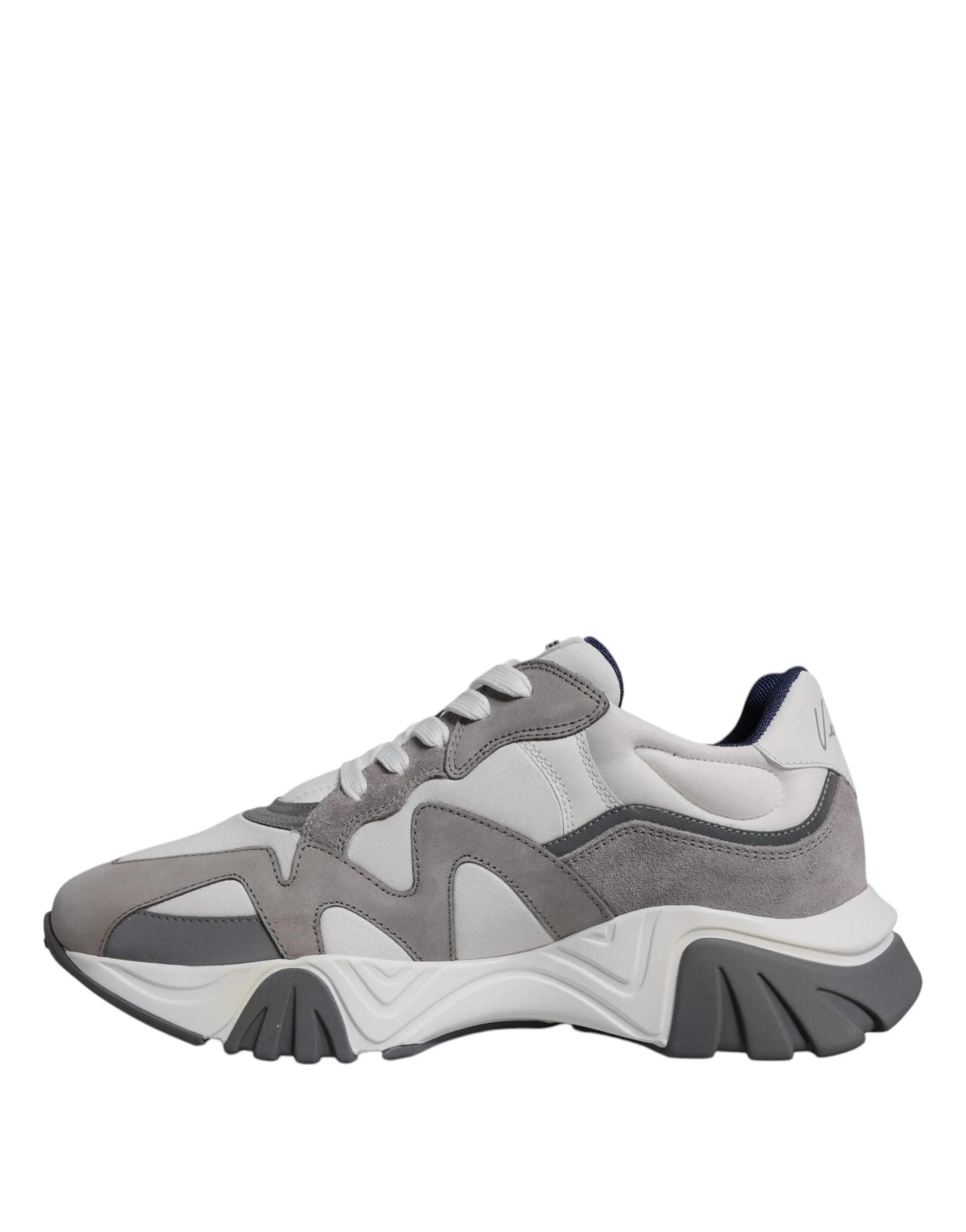 Versace Grey Leather Neoprene Chunky Low Top Squalo Sneakers Shoes - Sneakers