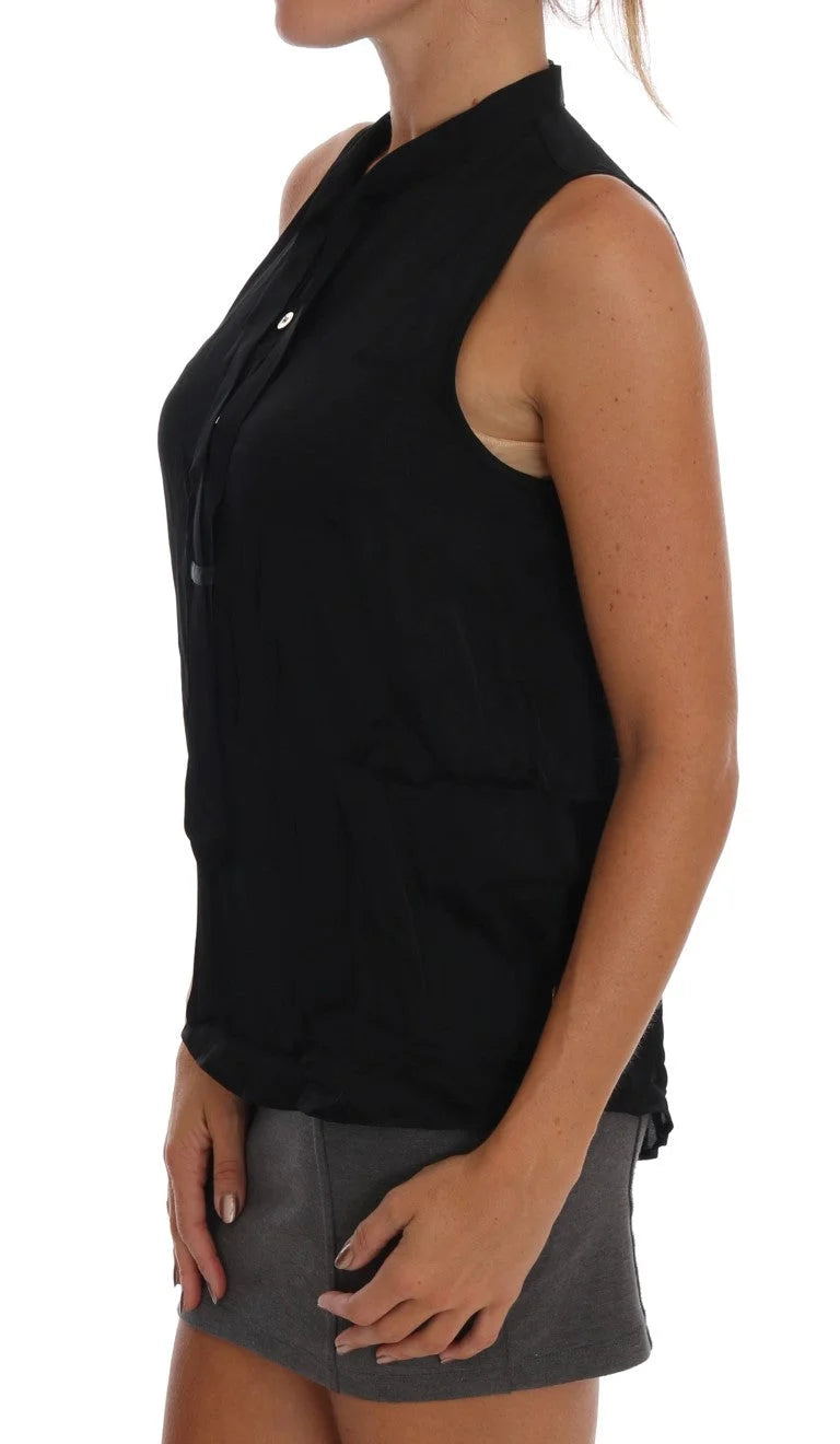 Versace Jeans Black Sleeveless Viscose Blouse Top - IT42|M - Blouses