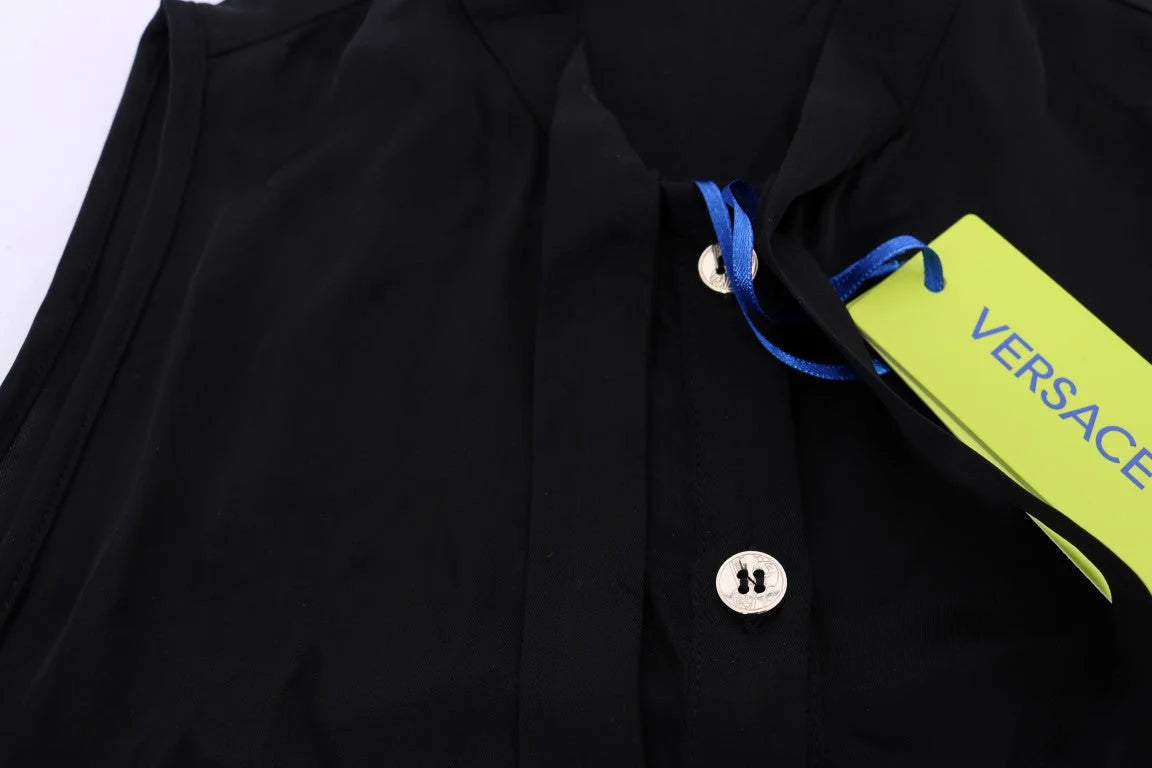 Versace Jeans Black Sleeveless Viscose Blouse Top - IT42|M - Blouses