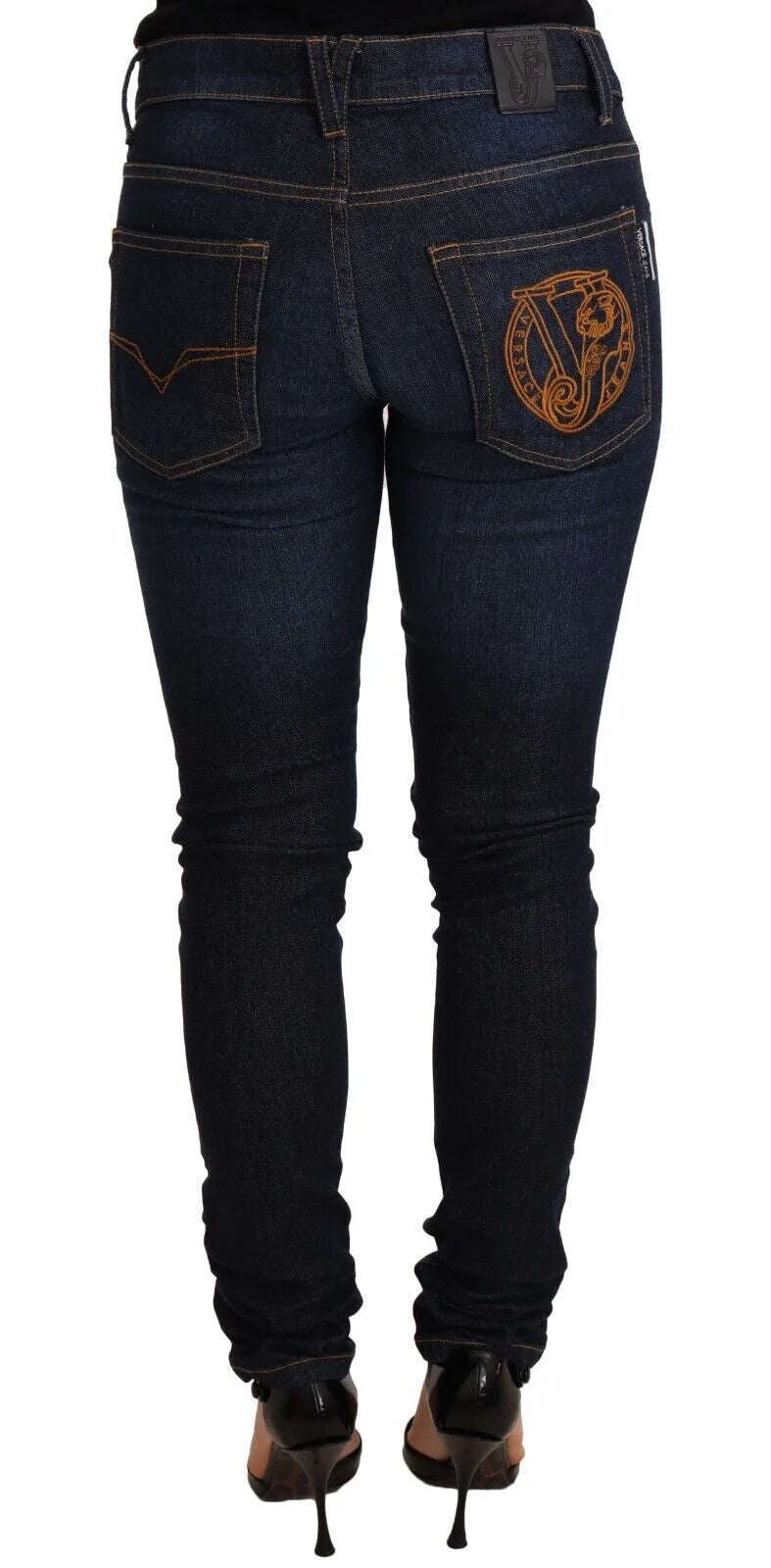 Versace Jeans Dark Blue Cotton Low Waist Skinny Denim Jeans - W36 - Jeans