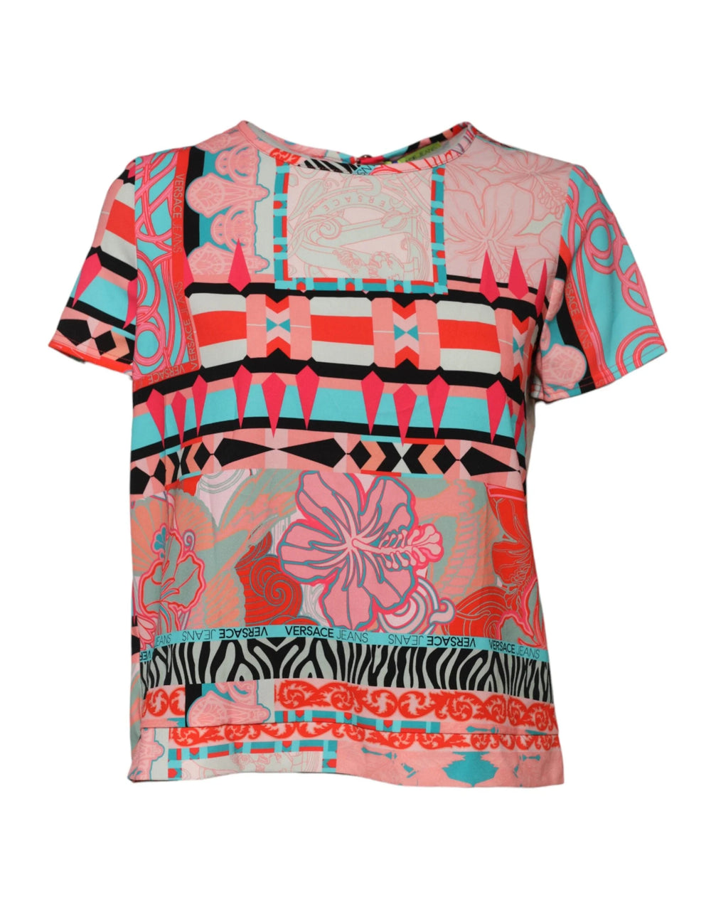 Versace Jeans Multicolor Print Short Sleeves Women Blouse Top - IT42|M - Blouses