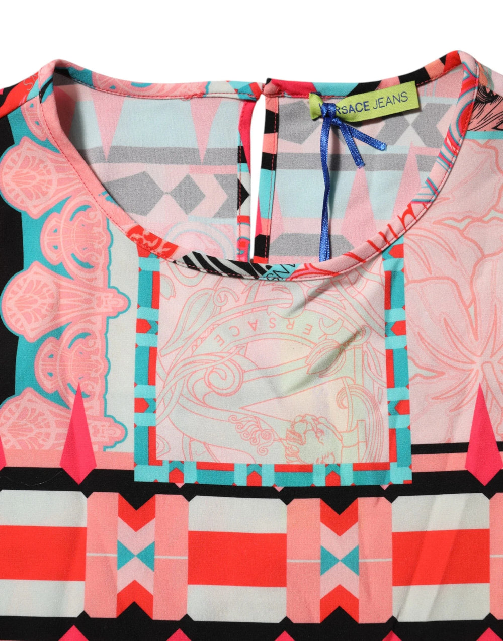 Versace Jeans Multicolor Print Short Sleeves Women Blouse Top - IT42|M - Blouses