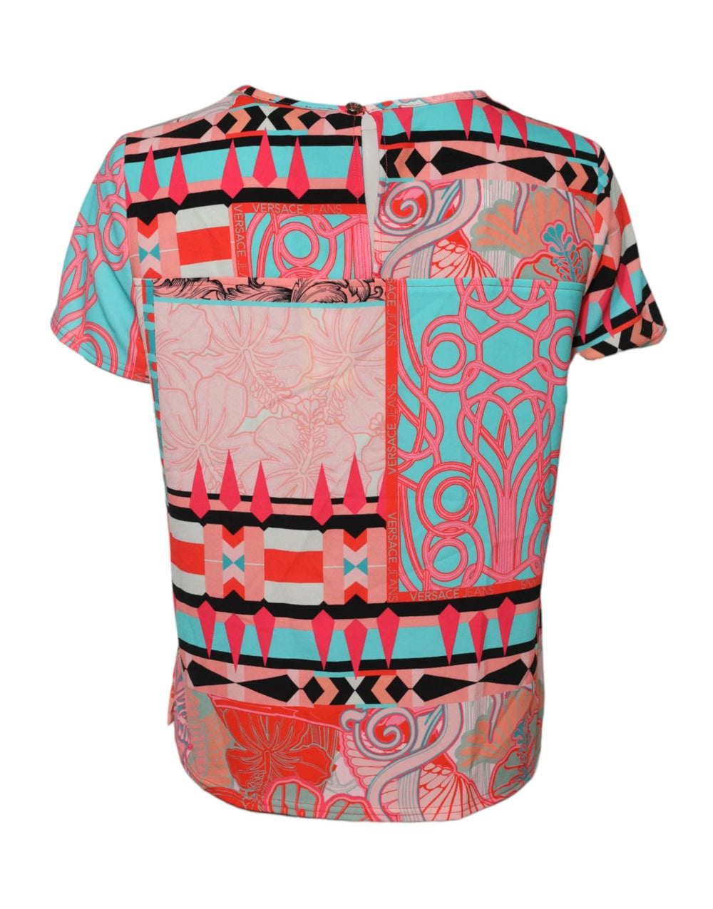 Versace Jeans Multicolor Print Short Sleeves Women Blouse Top - IT42|M - Blouses