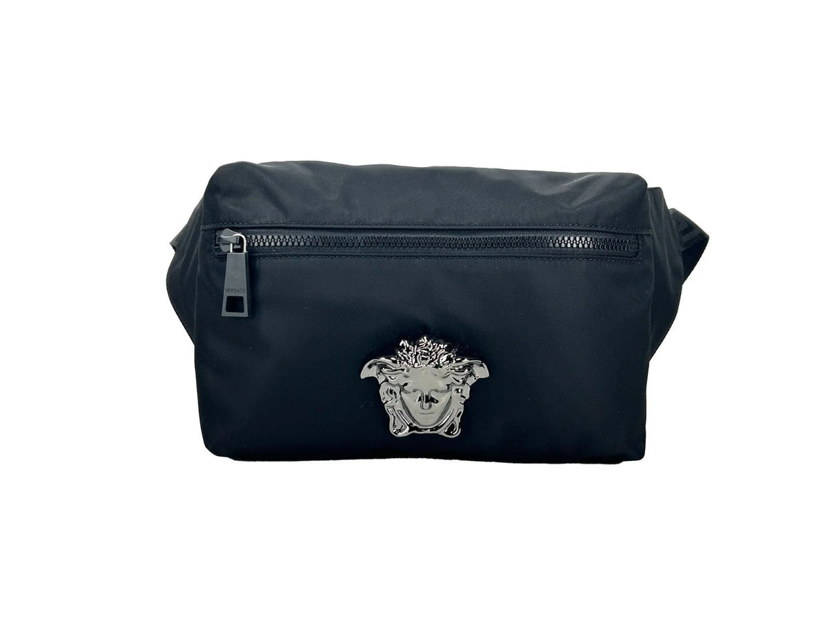 Versace Medusa Black Nylon Belt Bag Waist Fanny Pack Purse