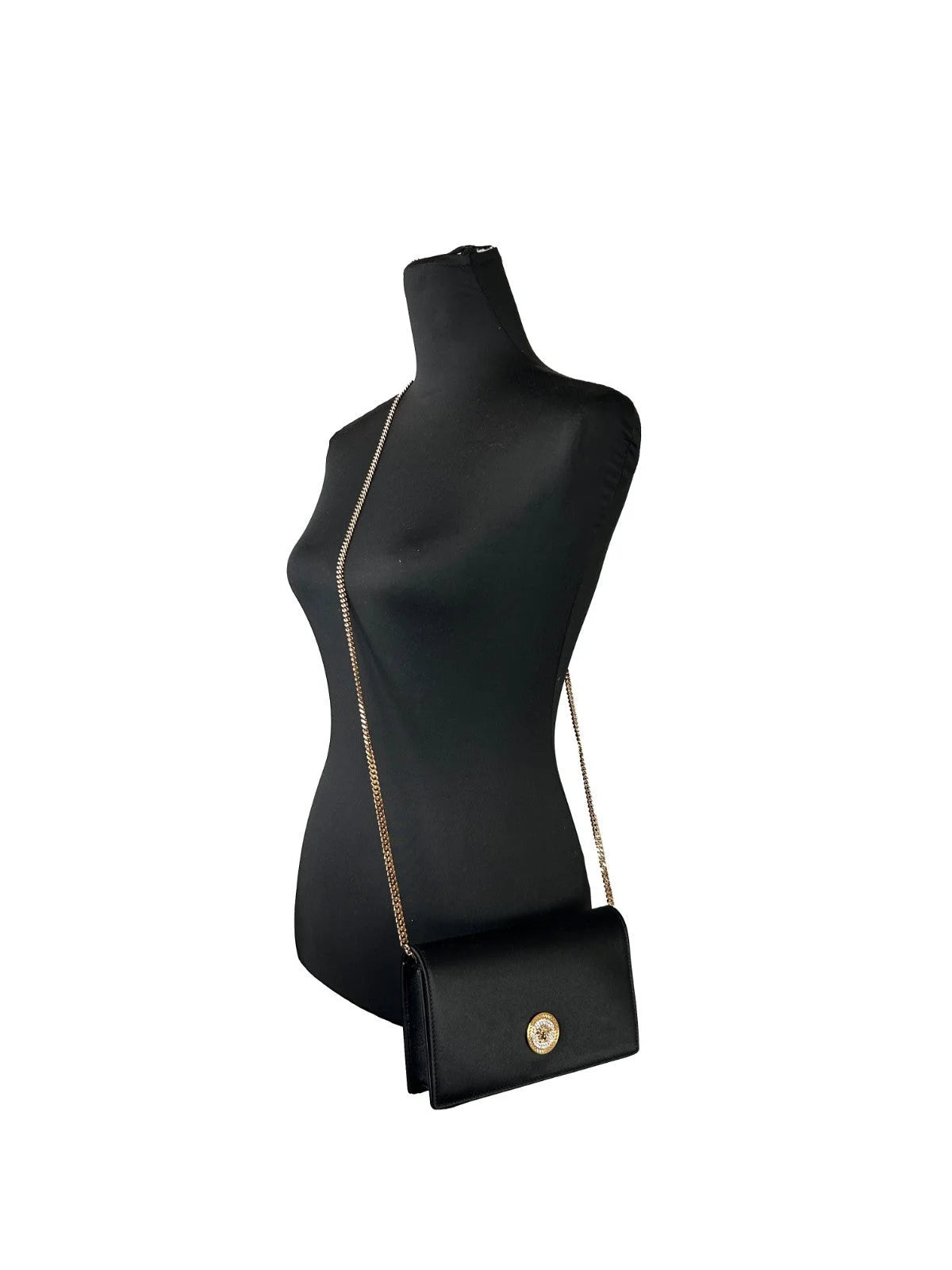 Versace Mini Chain Black Crossbody Wallet Bag