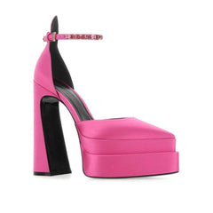 Versace Multicolor Satin Platform Pumps