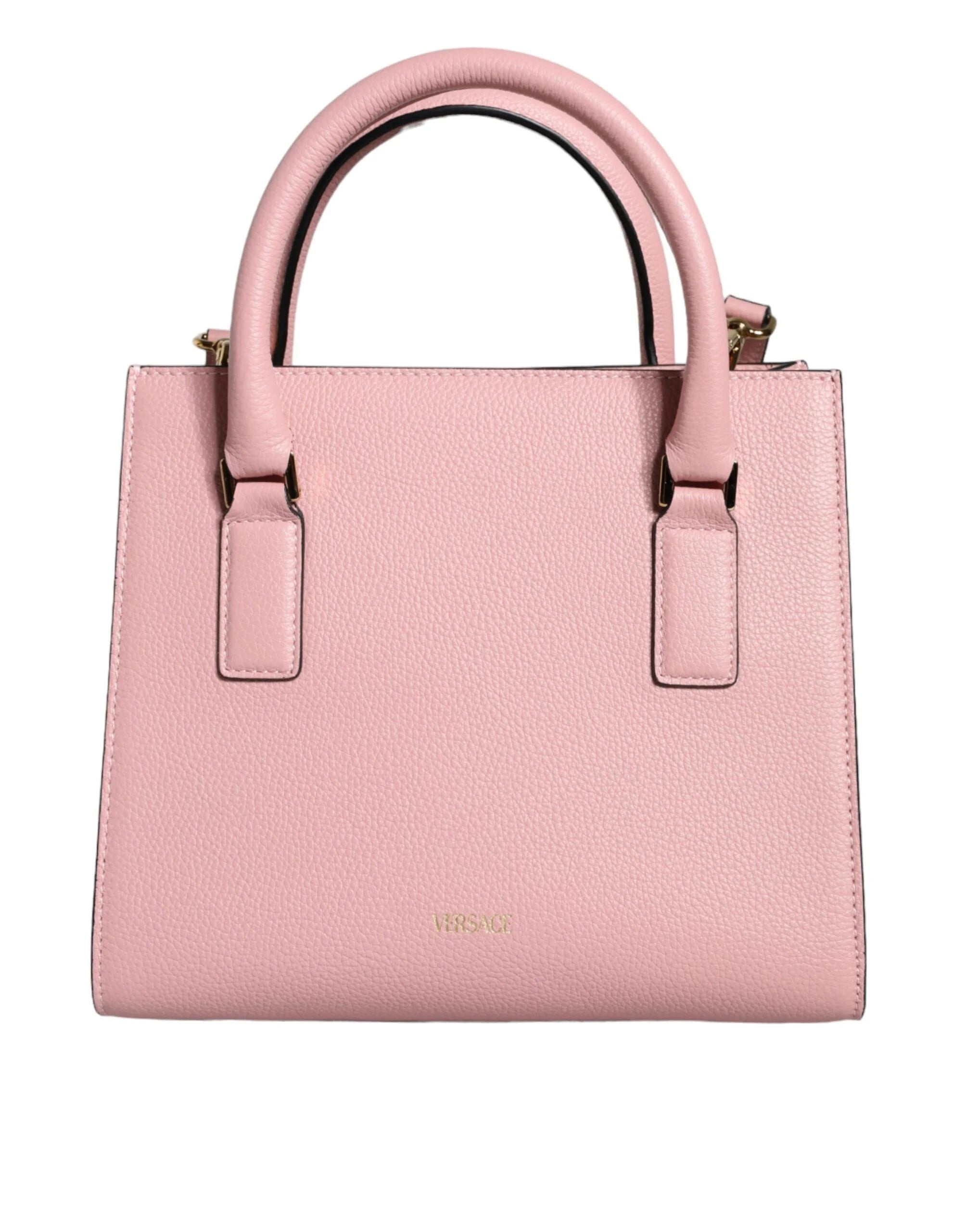 Versace Pink Small Top Handle Grainy Calf Leather Crossbody Bag - Cross Body Bags