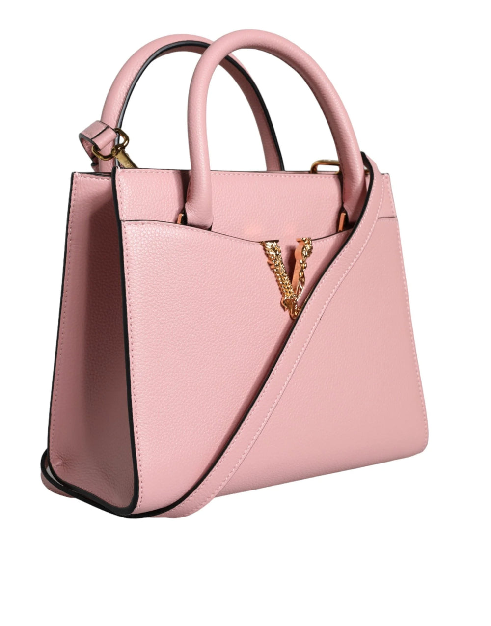 Versace Pink Small Top Handle Grainy Calf Leather Crossbody Bag - Cross Body Bags