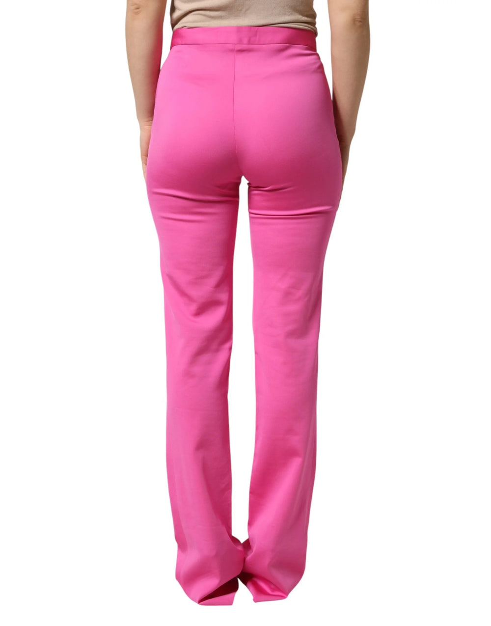 Versace Pink Viscose High Waist Straight Casual Trouser Pants - IT42|M