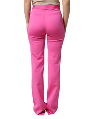 Versace Pink Viscose High Waist Straight Casual Trouser Pants - IT42|M