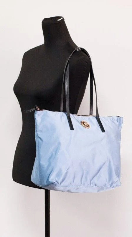 Versace Portuna Medusa Medium Cornflower Blue Nylon Leather Tote Bag Purse - Shopper Bags