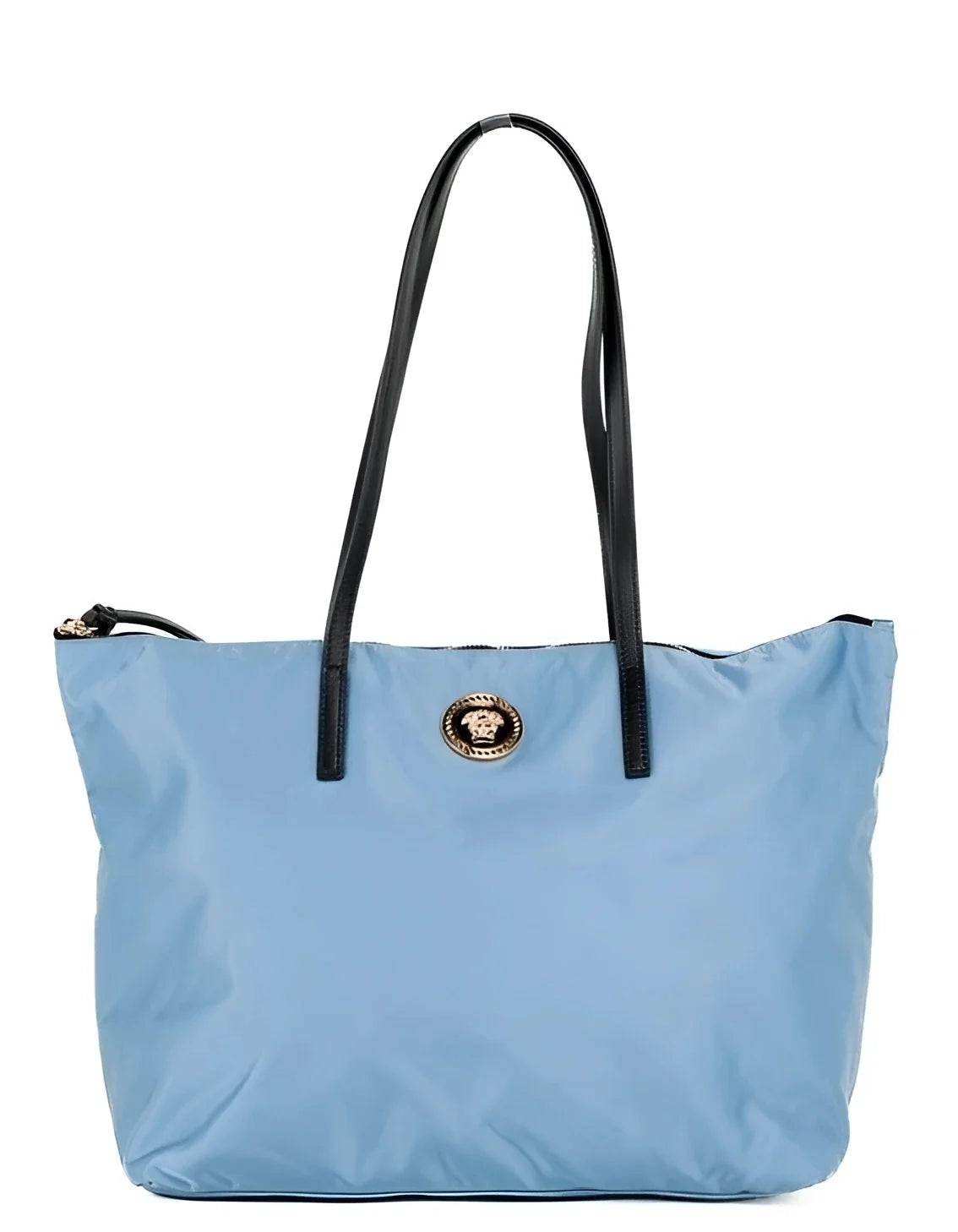 Versace Portuna Medusa Medium Cornflower Blue Nylon Leather Tote Bag Purse - Shopper Bags