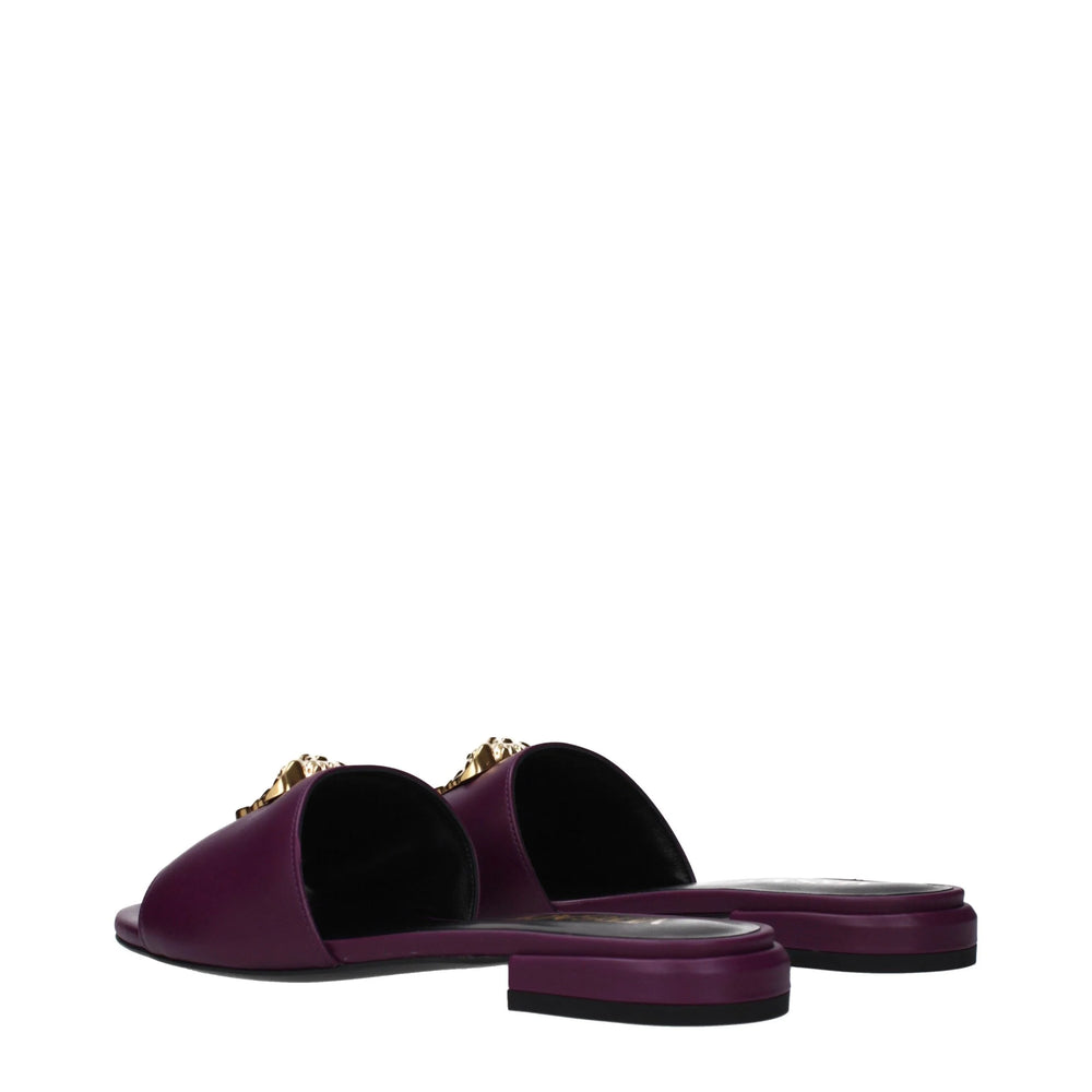 Versace Purple Leather Slippers