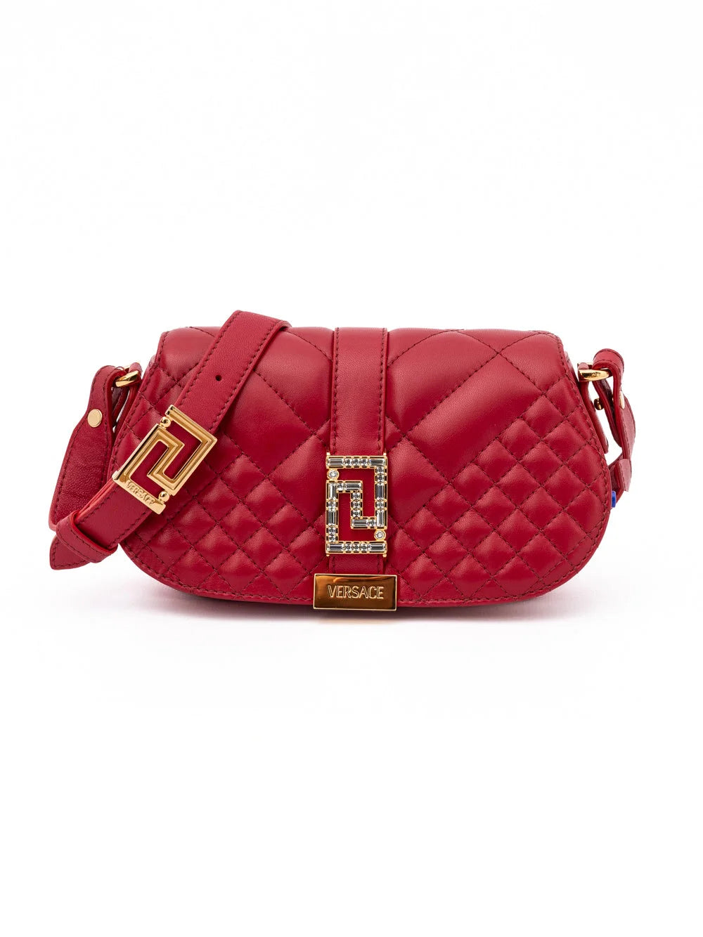 Sac bandoulière en cuir rouge matelassé Versace