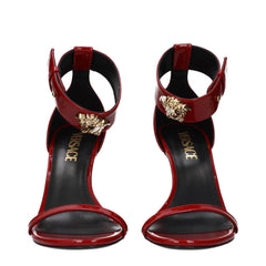 Versace Red Leather Stiletto Heel Sandals
