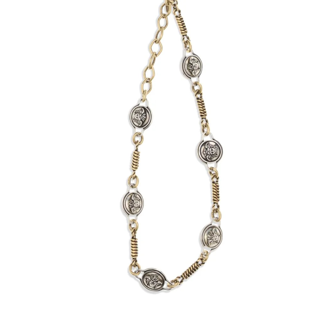 Versace Silver Brass Necklace - One Size