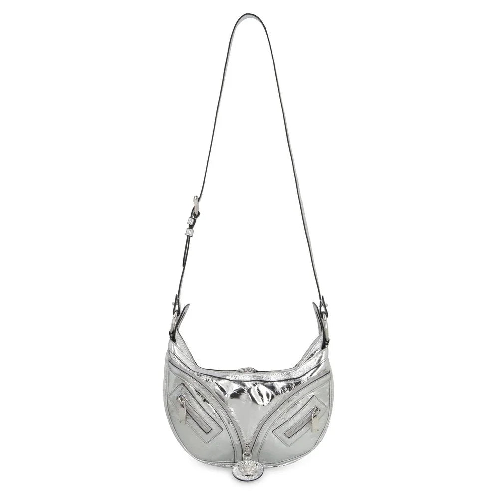Versace Silver Lamb Leather Shoulder Bag