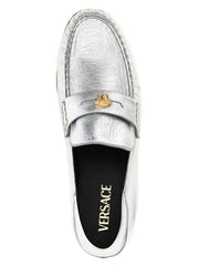 Versace Silver Lamb Leather Slip-On Loafers