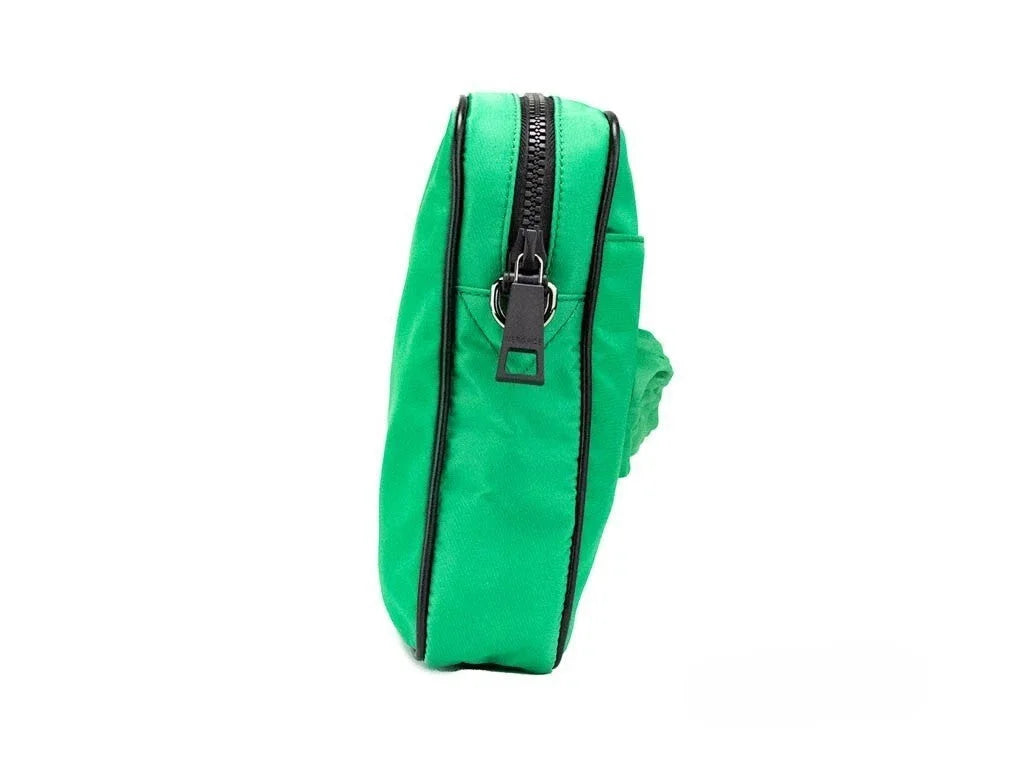 Versace Small Bright Green Nylon Fabric Medusa Crossbody Messenger Bag Purse