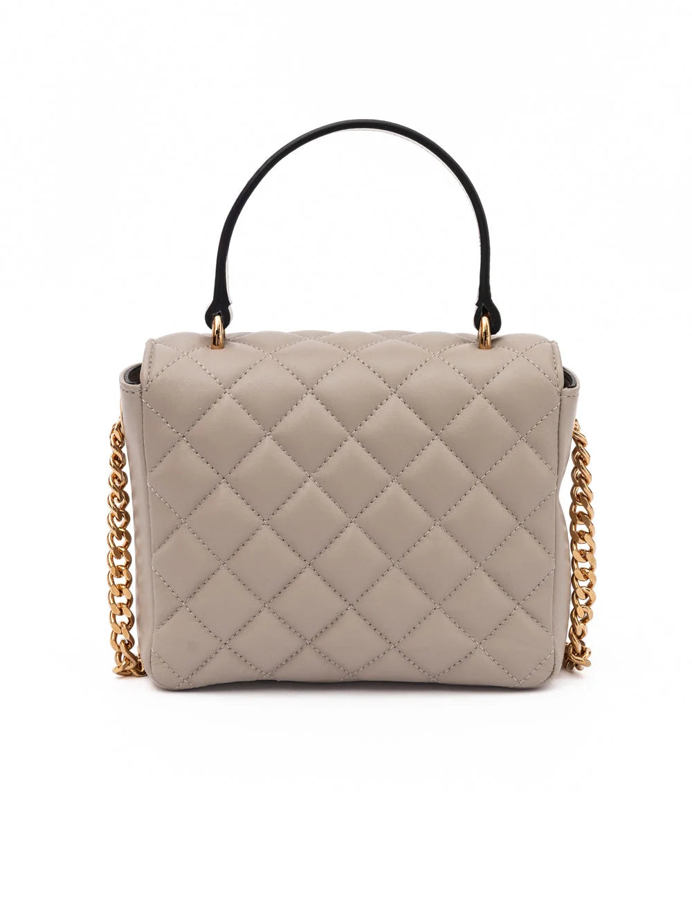 Sac à main en cuir matelassé taupe Versace