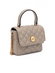 Sac à main en cuir matelassé taupe Versace
