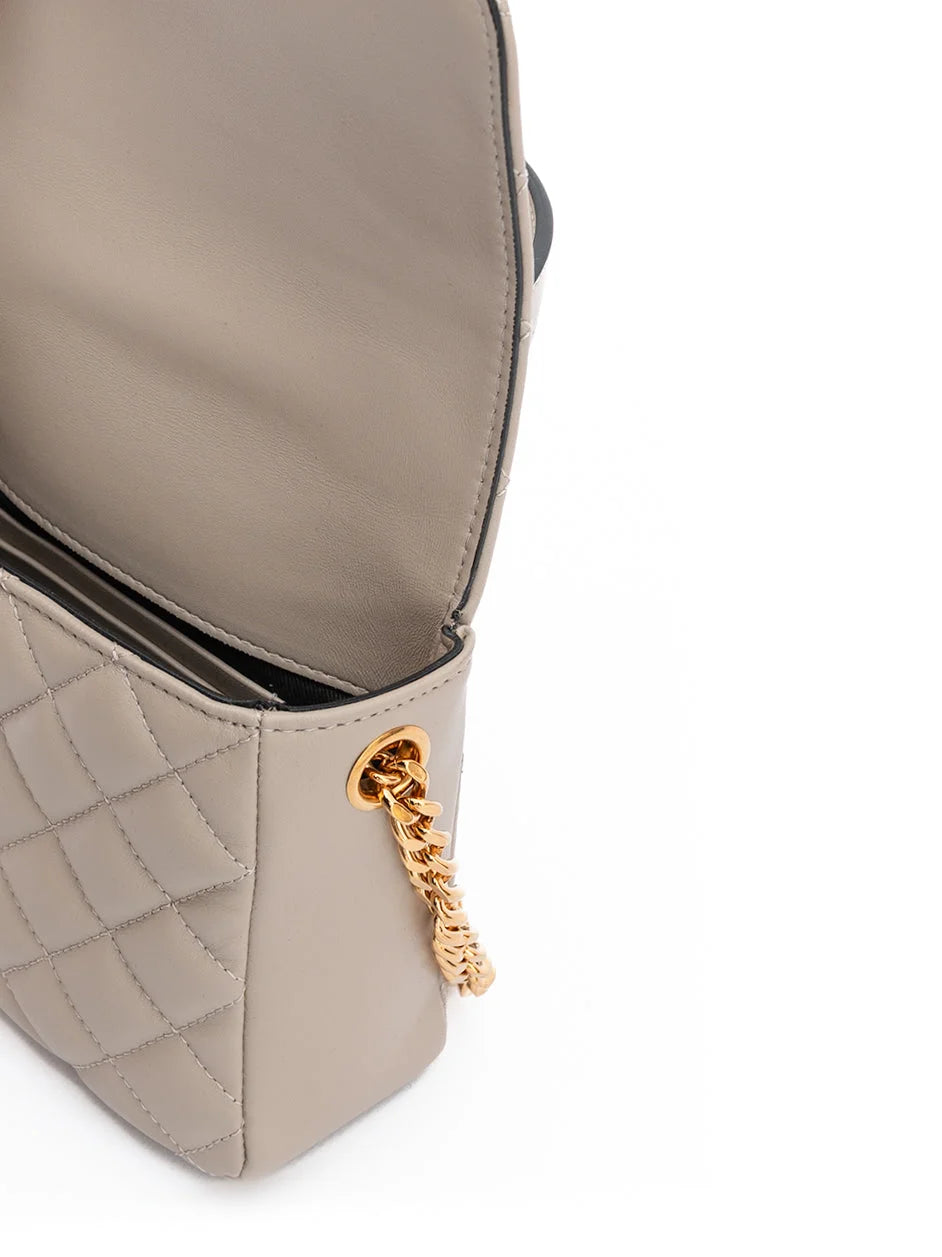 Sac à main en cuir matelassé taupe Versace
