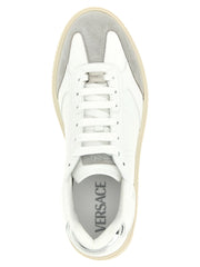 Versace White Calfskin Low Top Sneakers