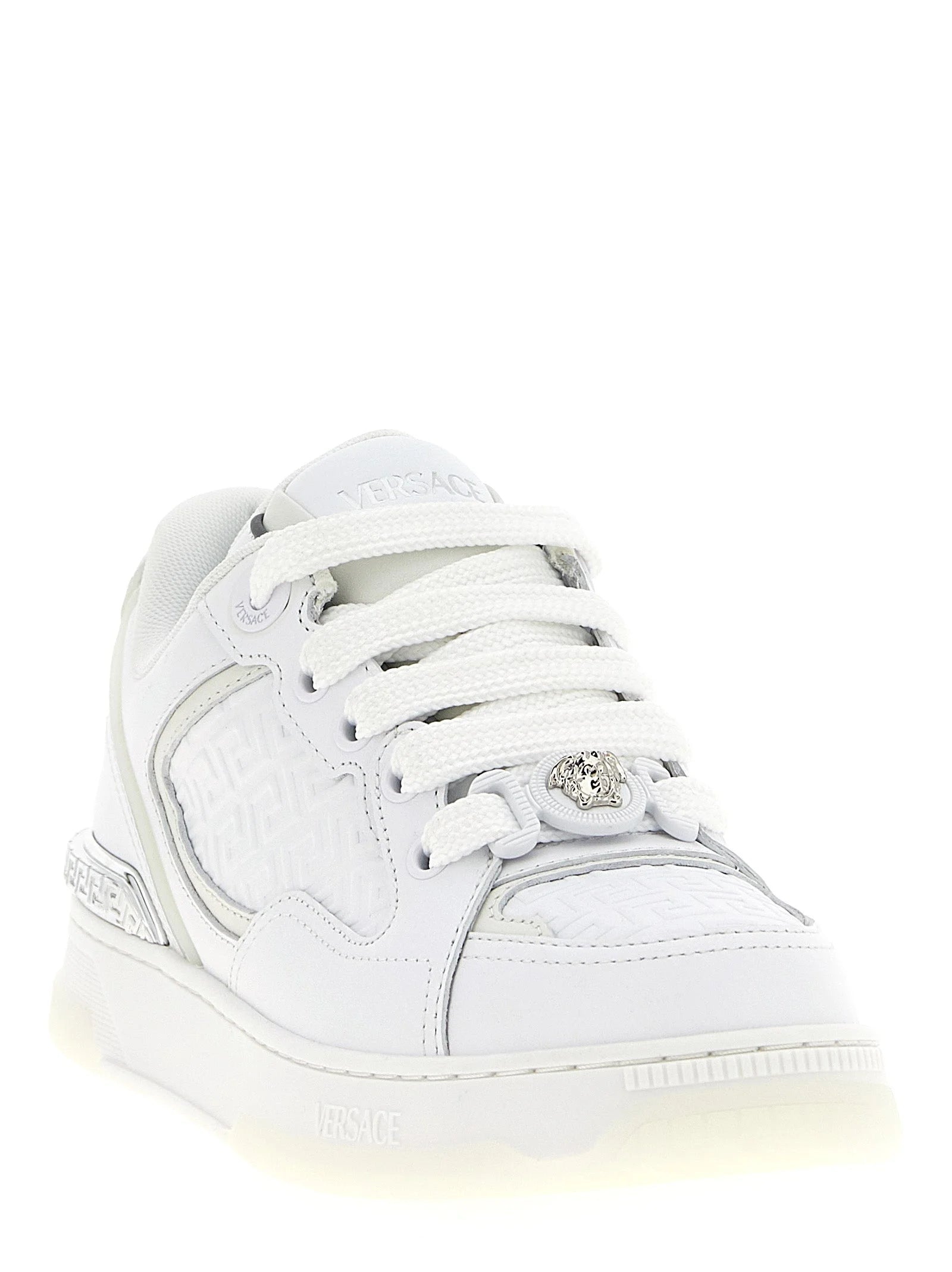Versace White Calfskin Low Top Sneakers - EU40/US10