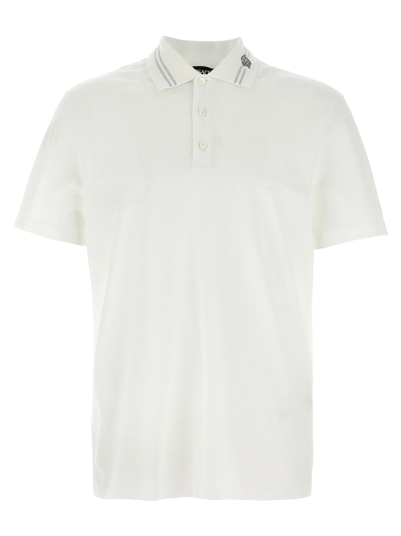 Versace White Cotton Polo Shirt