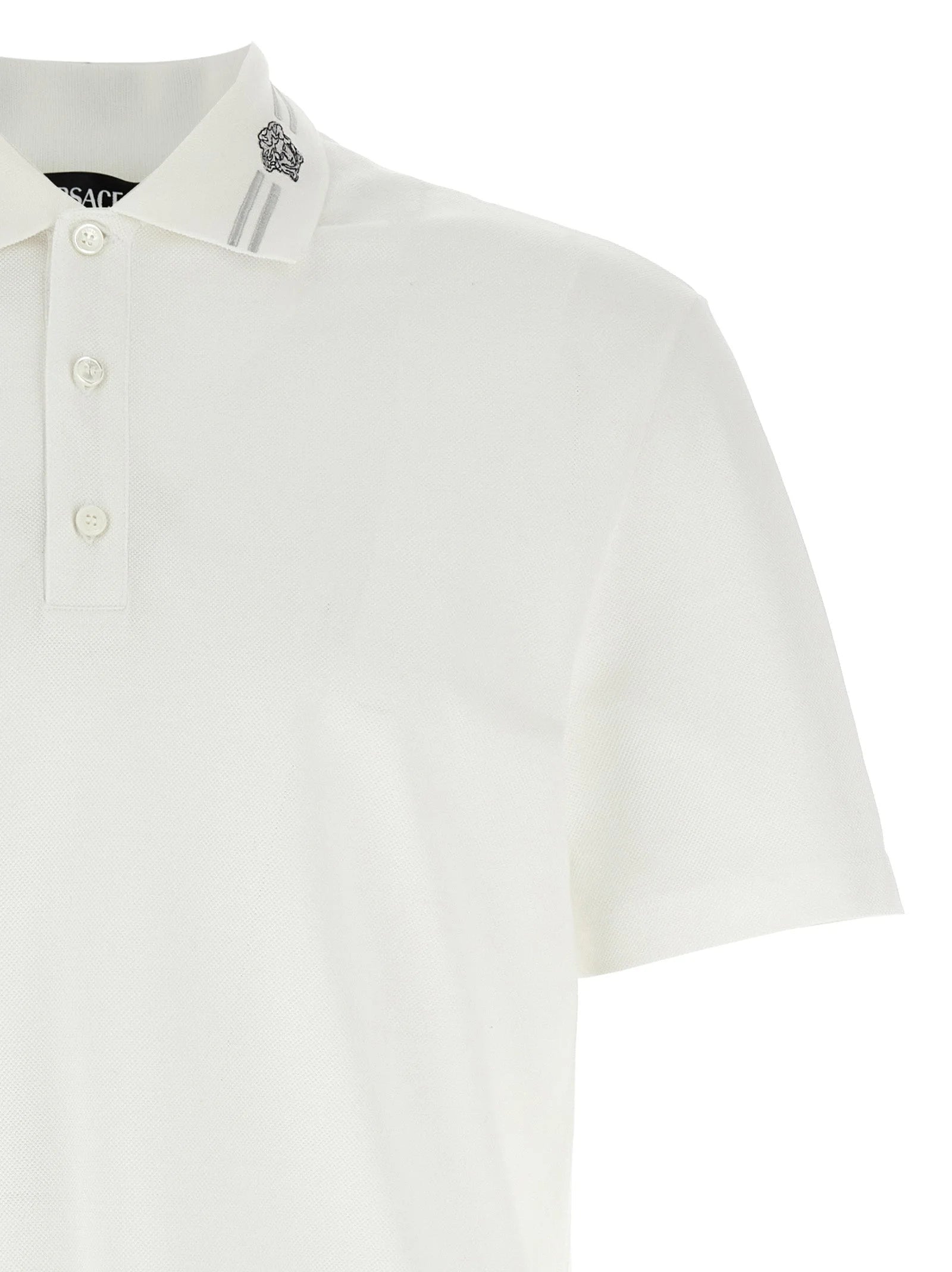 Versace White Cotton Polo Shirt