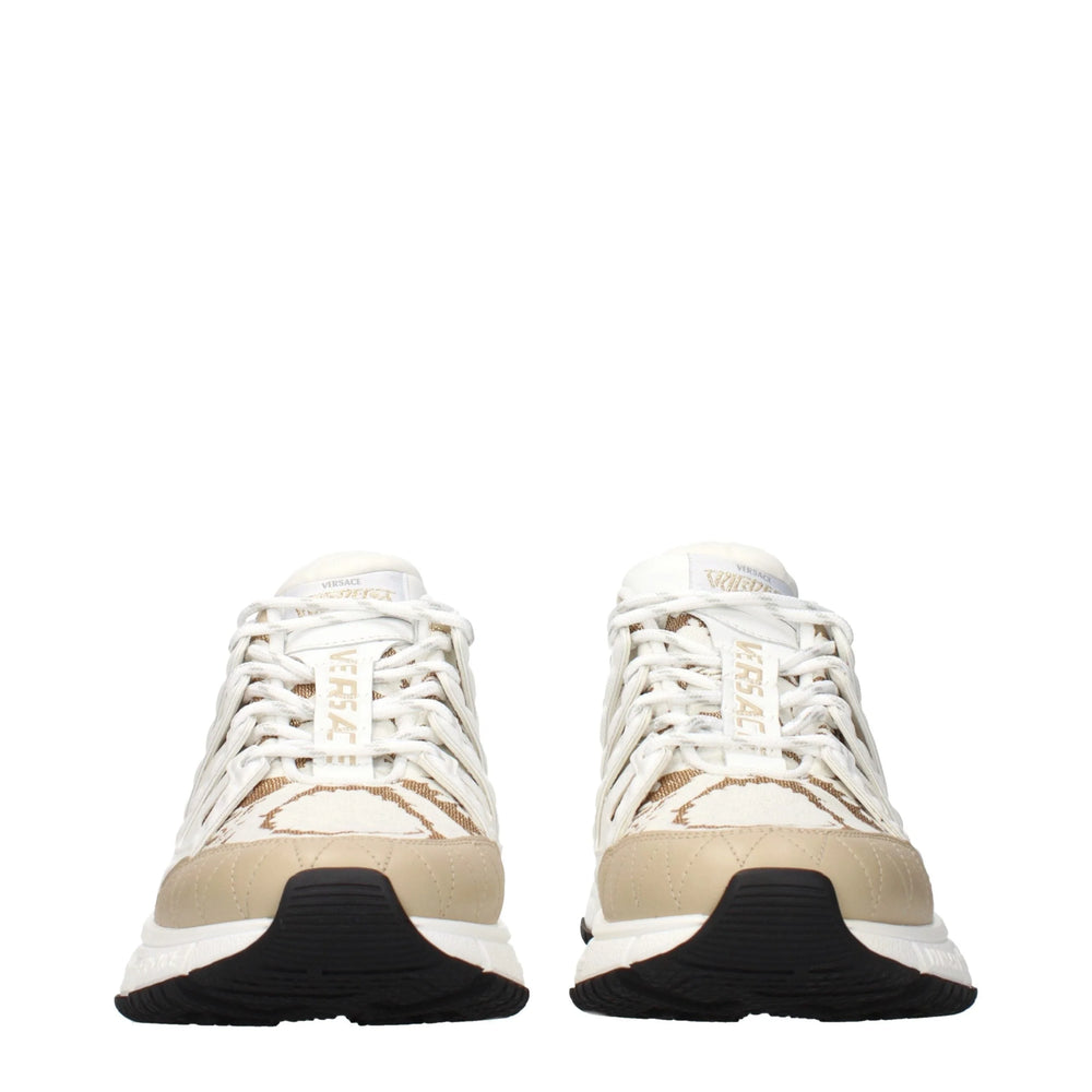 Versace White Fabric Athletic Sneakers