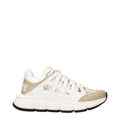 Versace White Fabric Athletic Sneakers