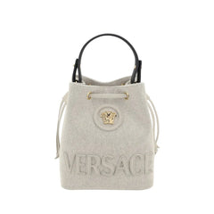 Versace White Fabric Backet Bag