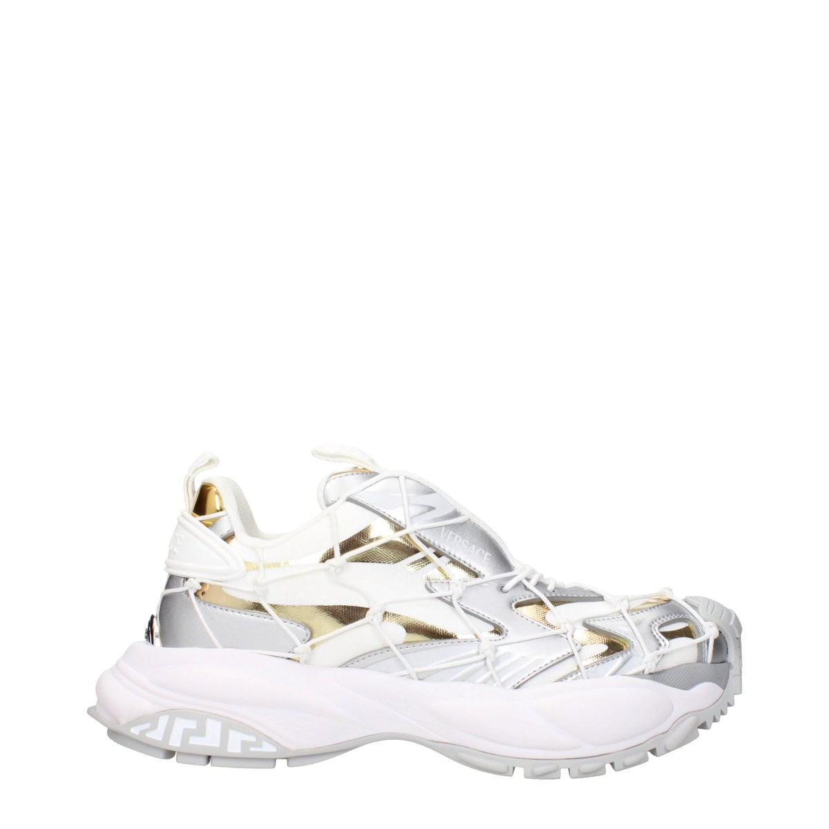 Versace White Fabric Chunky Sneakers - EU38/US8