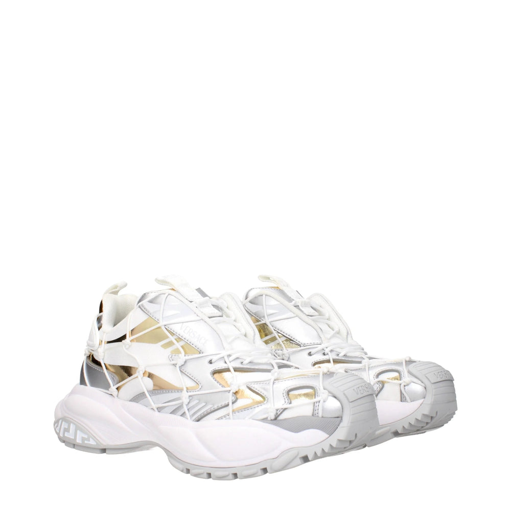 Versace White Fabric Chunky Sneakers - EU38/US8