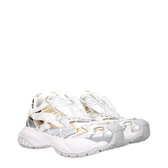 Versace White Fabric Chunky Sneakers - EU38/US8